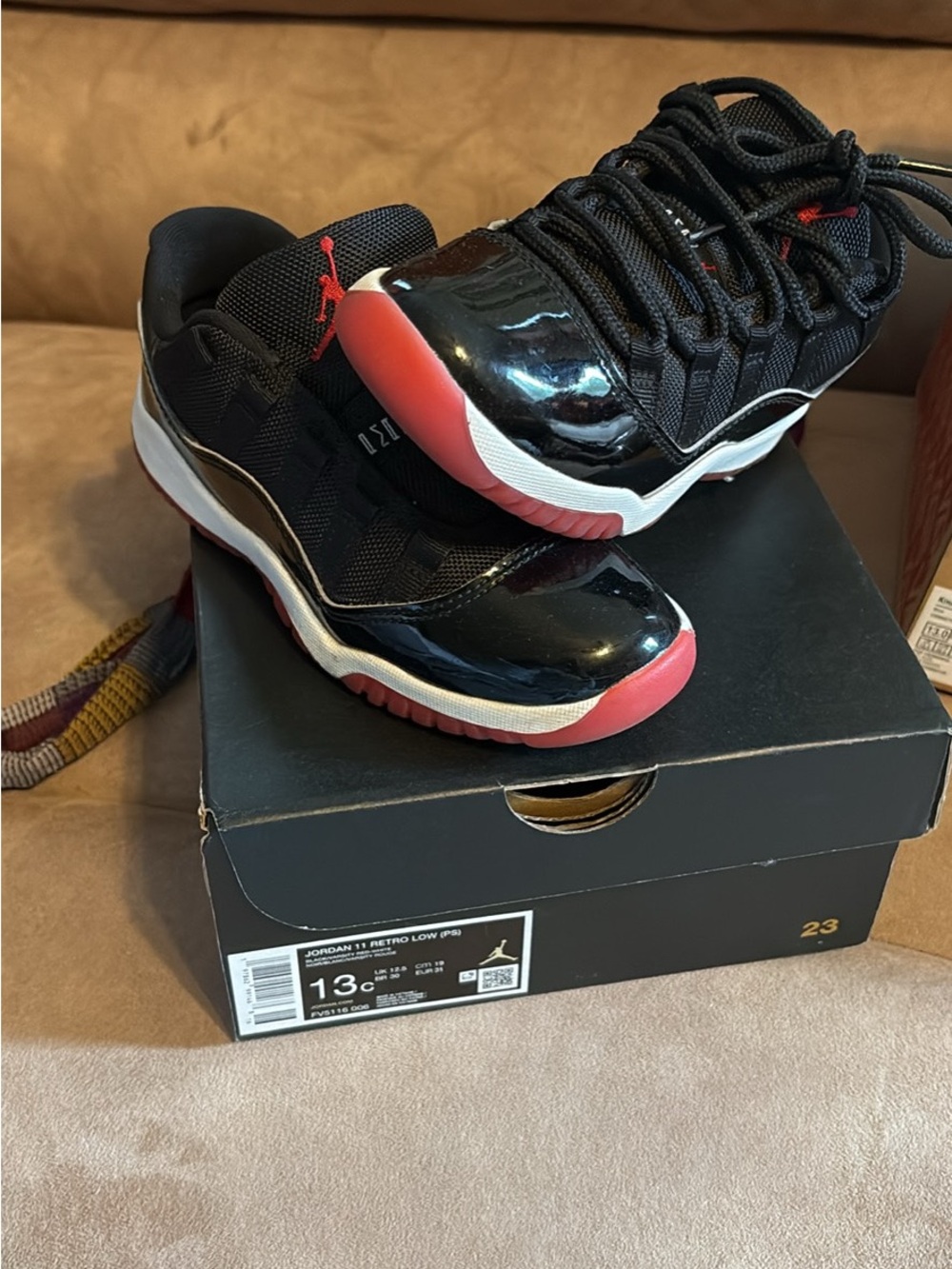 Jordan Low-Top Sneakers in Black, Red, White